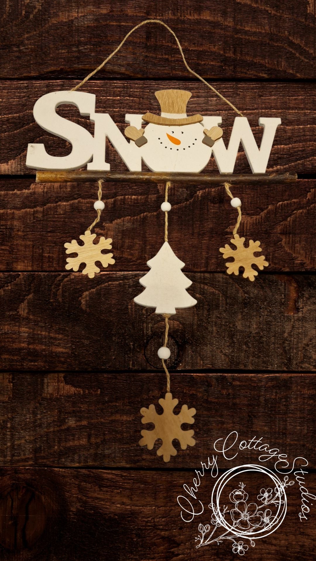Wooden Snow Hanging Christmas Sign Decoration