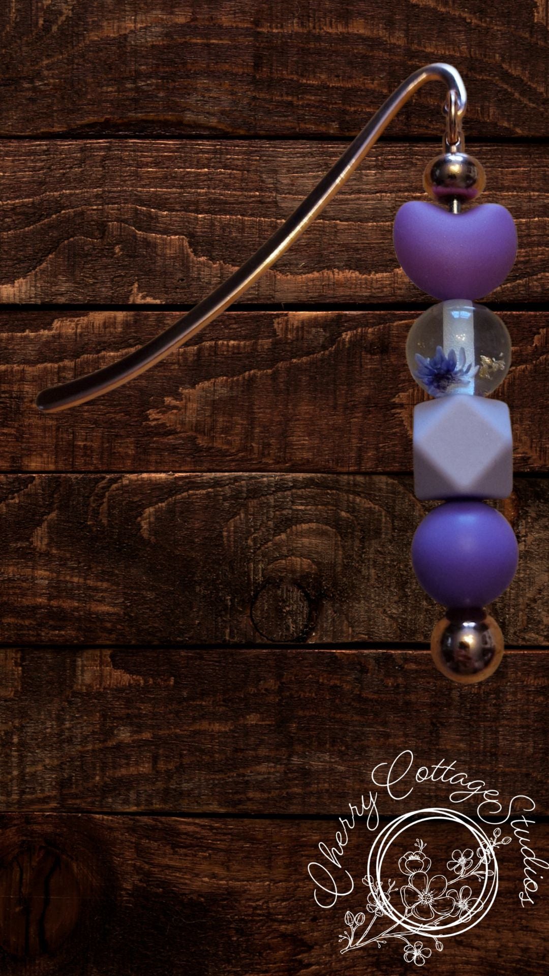 Purple And Floral - Metal Beaded Bookmark
