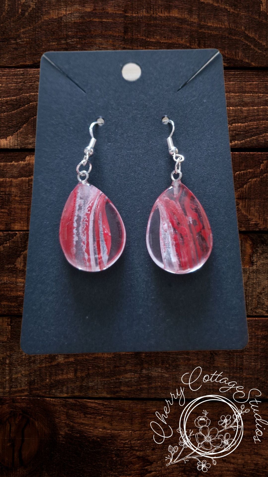 Ruby Inkdrop - Teardrop Dangle Earrings