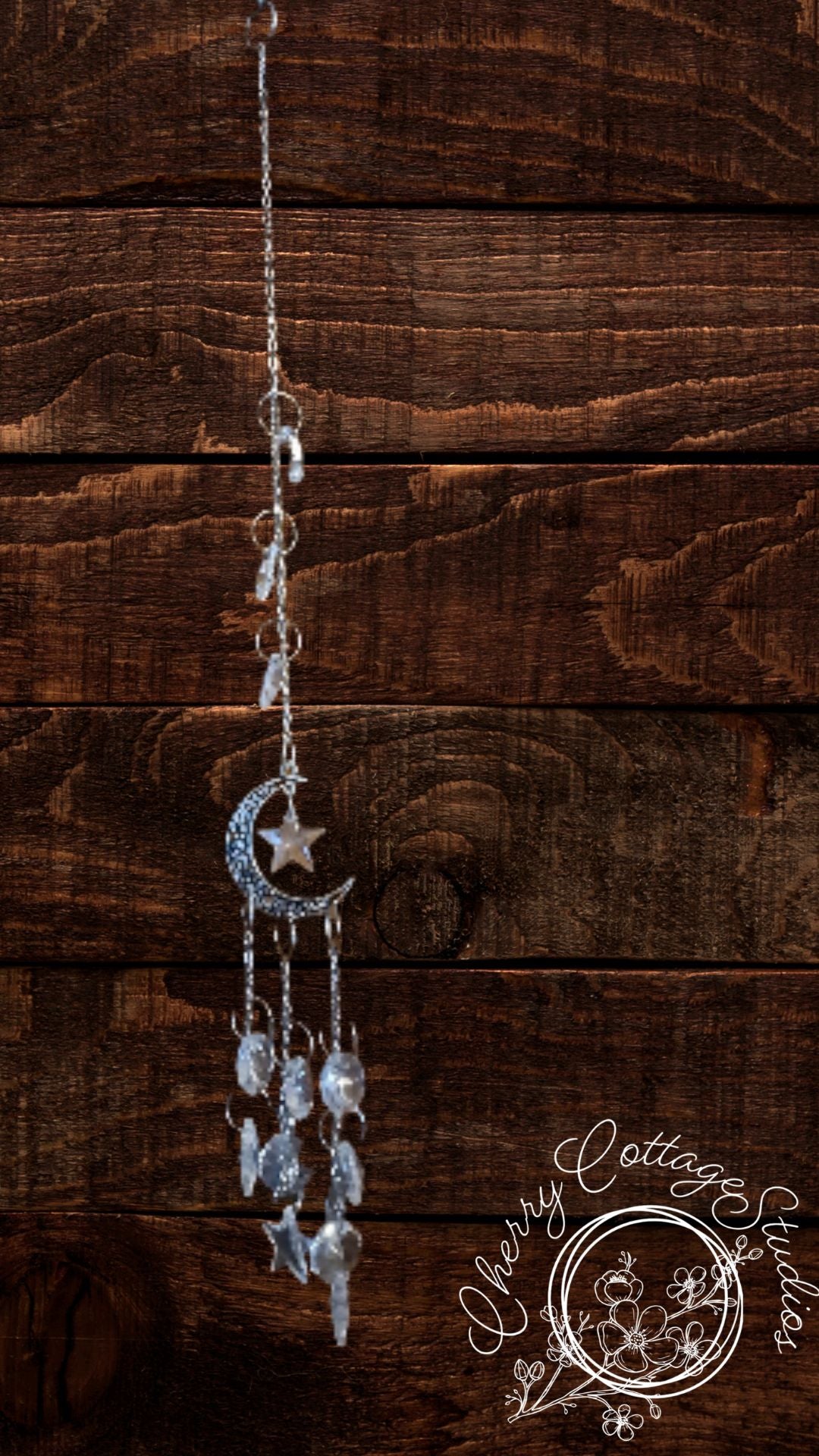 Silver Moon Hanging Suncatcher Ornament