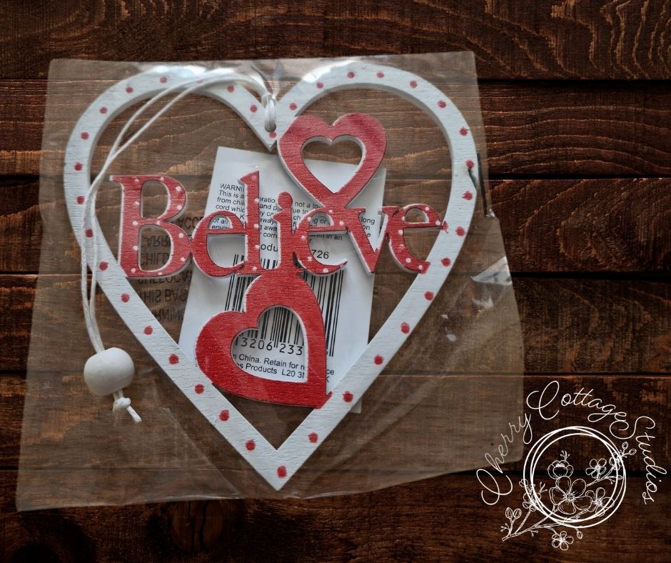 Wooden "Believe" Heart Hanging Decoration Ornament