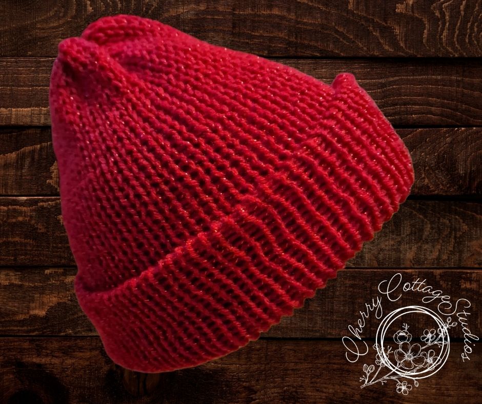 Cherry Red – Double-Layered Knitted Beanie Hat