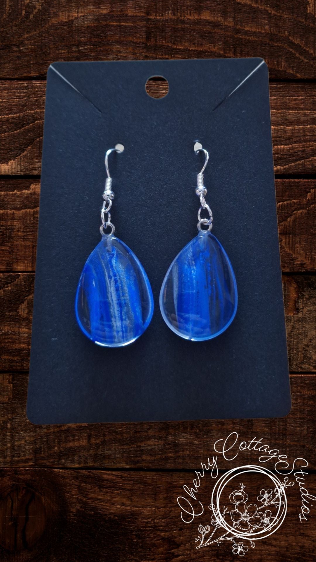 Azure Inkdrop - Teardrop Dangle Earrings