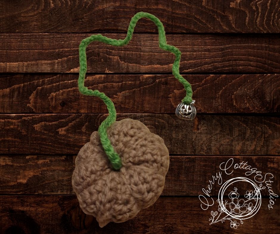 Pumpkin Patch - Brown Pumpkin Crochet Bookmark