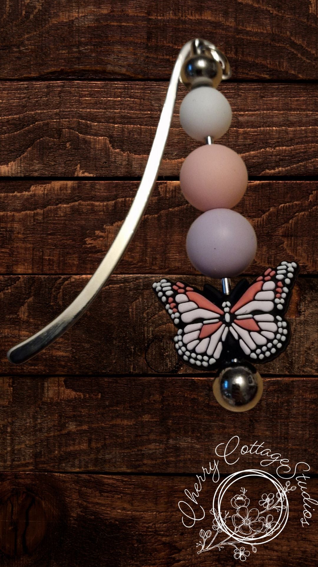 Pastel Butterfly - Metal Beaded Bookmark