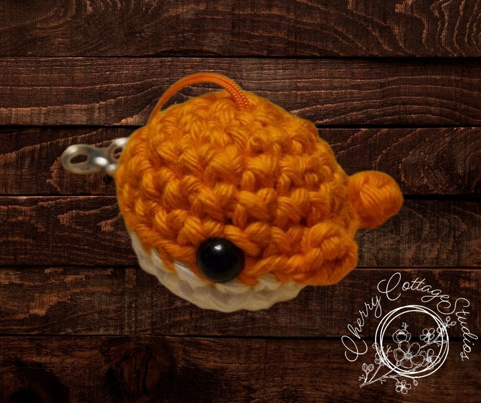 Orange Crochet Whale Clip-On Accessory