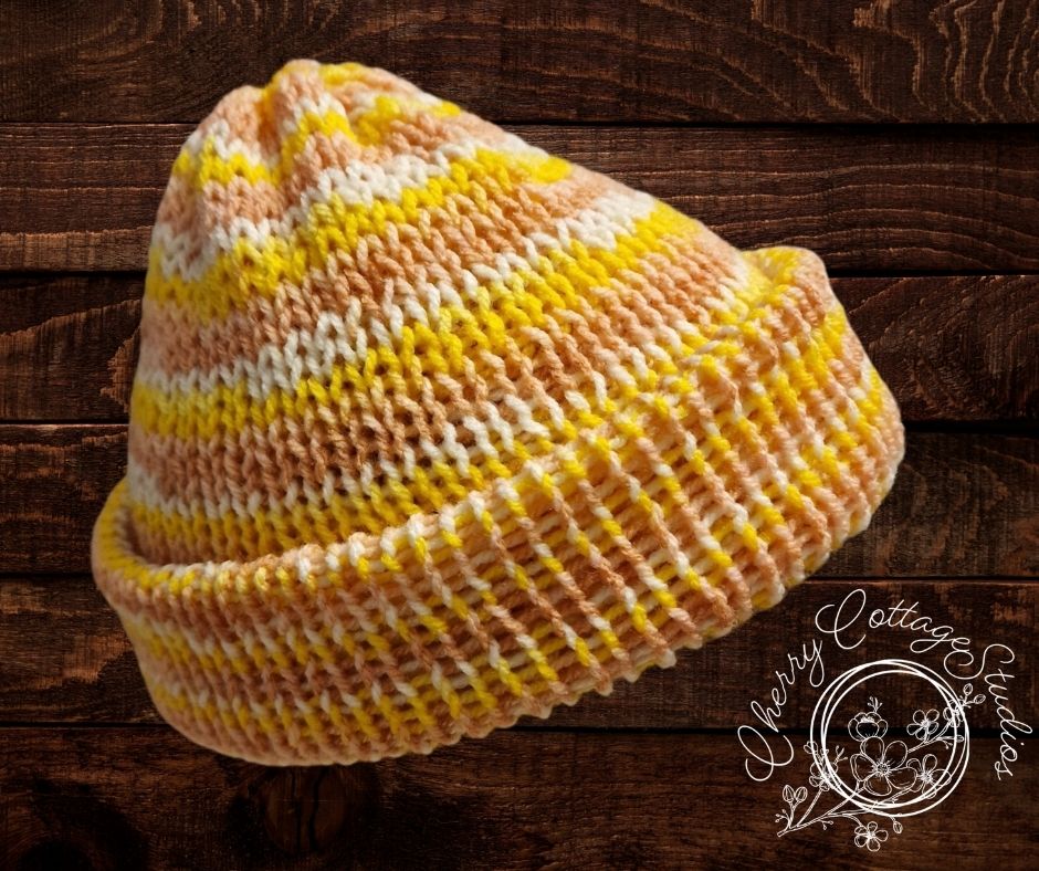 Sherbet Surprise – Double-Layered Knitted Beanie Hat