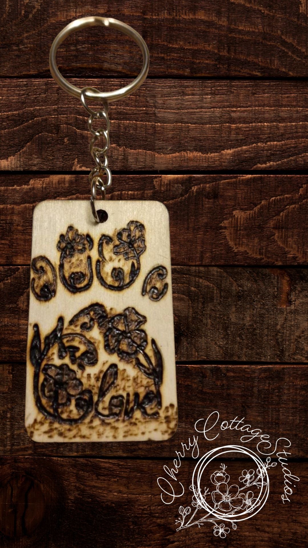 Kindred Paws – Hand-Burned Pawprint Wooden Keychain