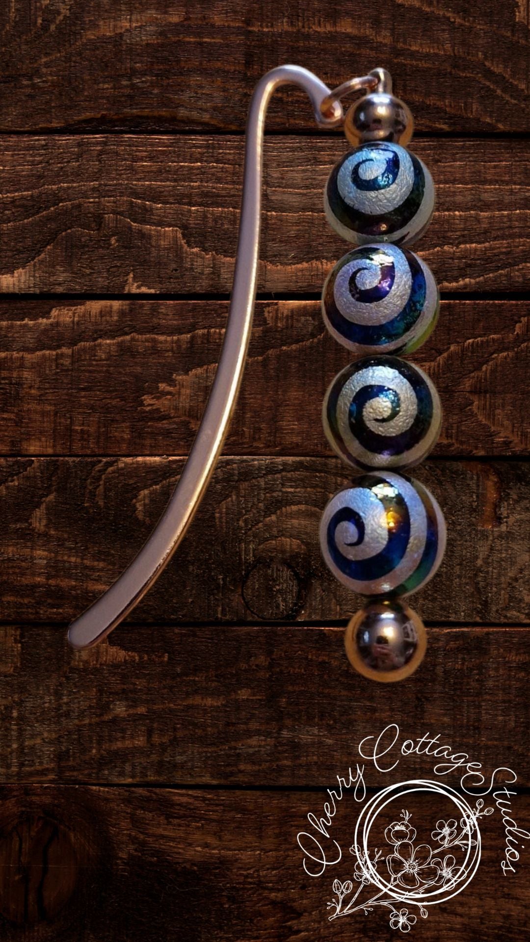 Cosmic Swirls - Metal Beaded Bookmark