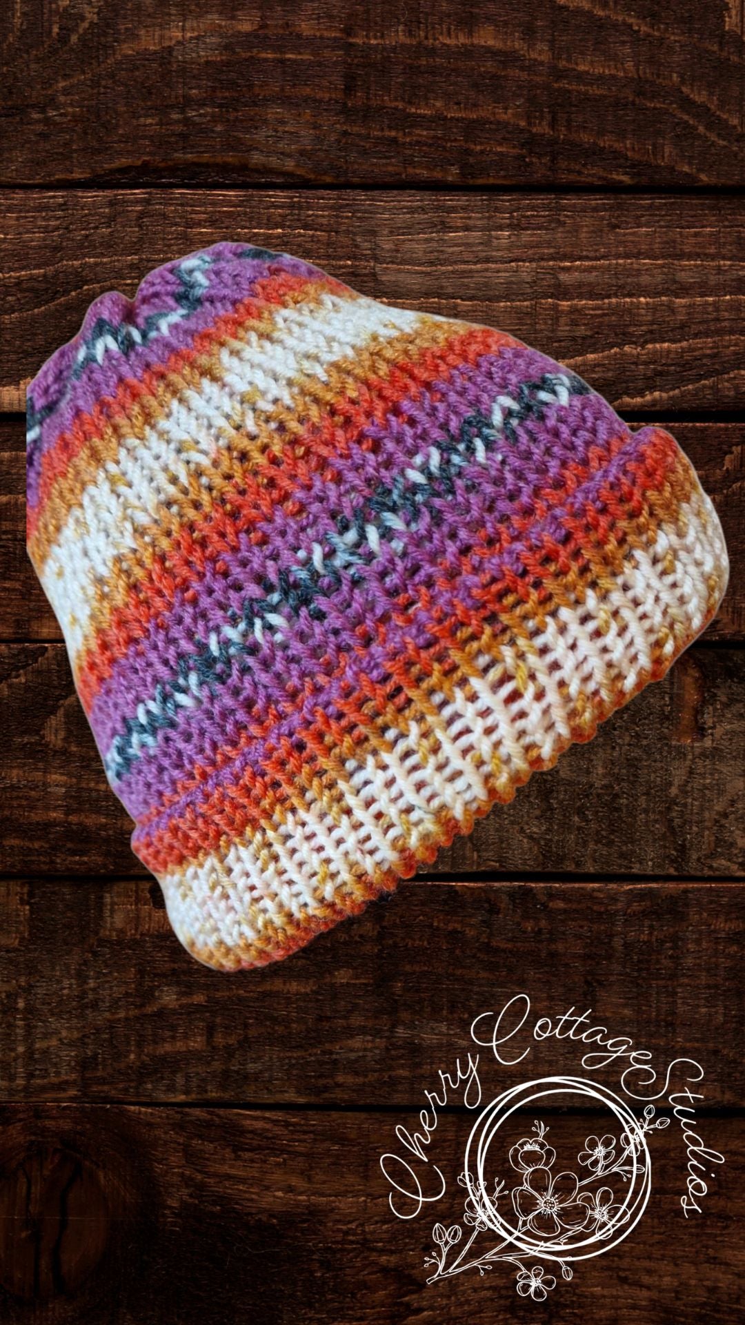 Sunset's Embrace – Double-Layered Knitted Beanie Hat