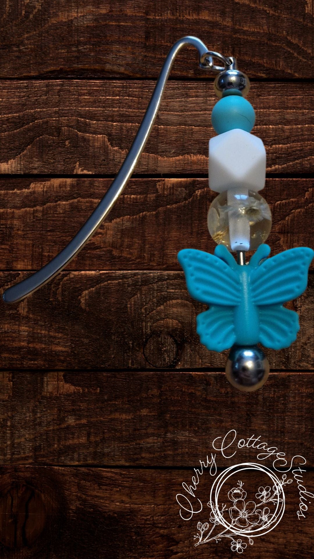 Butterfly In Blue - Metal Beaded Bookmark