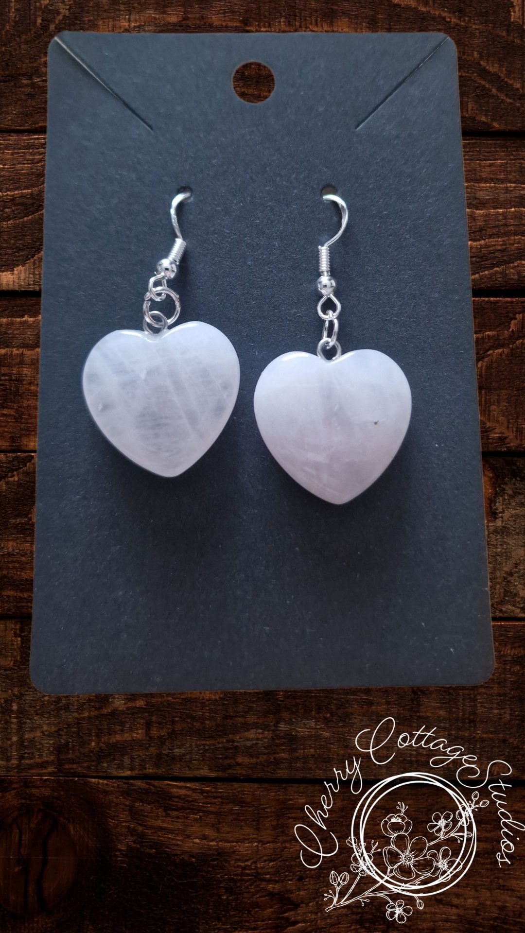 Tokens Of Love - Rose Quartz Heart Dangle Earrings