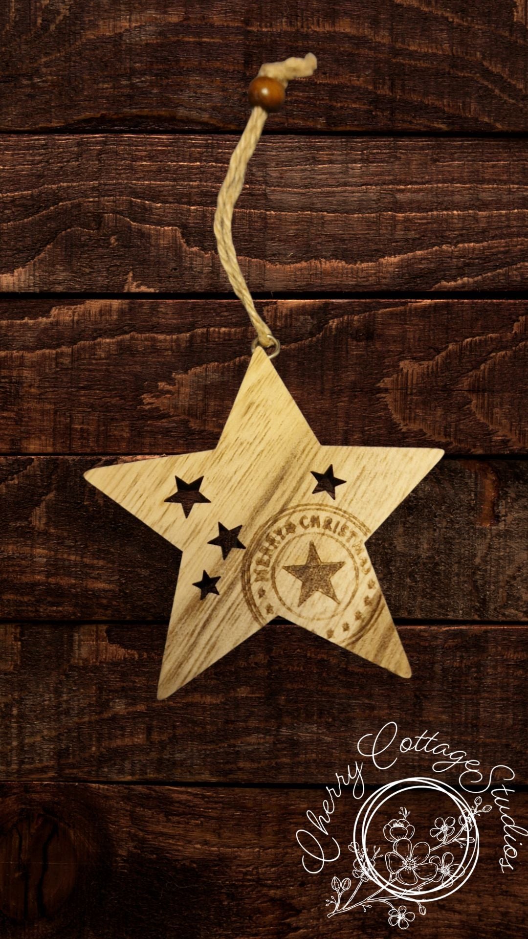 Wooden Star Hanging Christmas Ornament Decoration