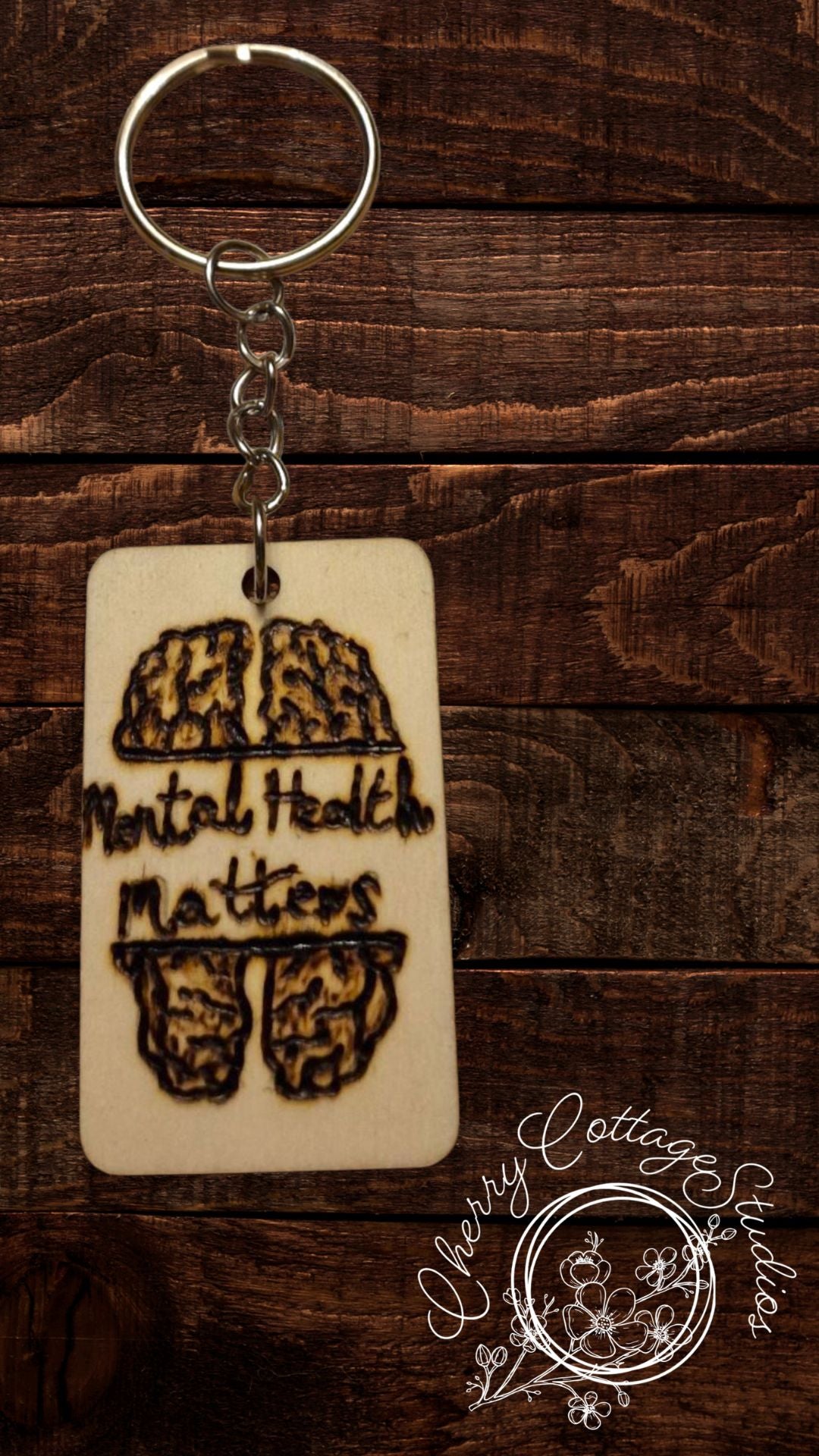 Every Mind Counts – Hand-Burned Mental Health Wooden Keychain