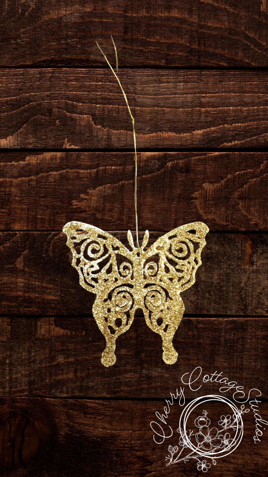 Golden Sparkle Butterfly Hanging Christmas Decoration Ornament