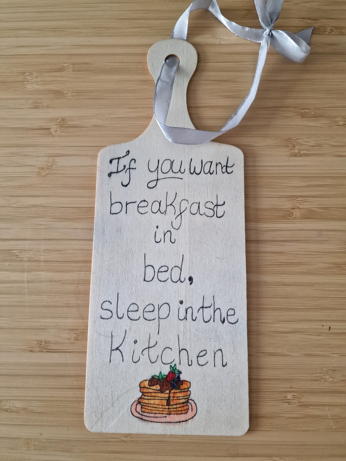 Breakfast In Bed – Handcrafted Cooking Quote Wooden Hanging Sign