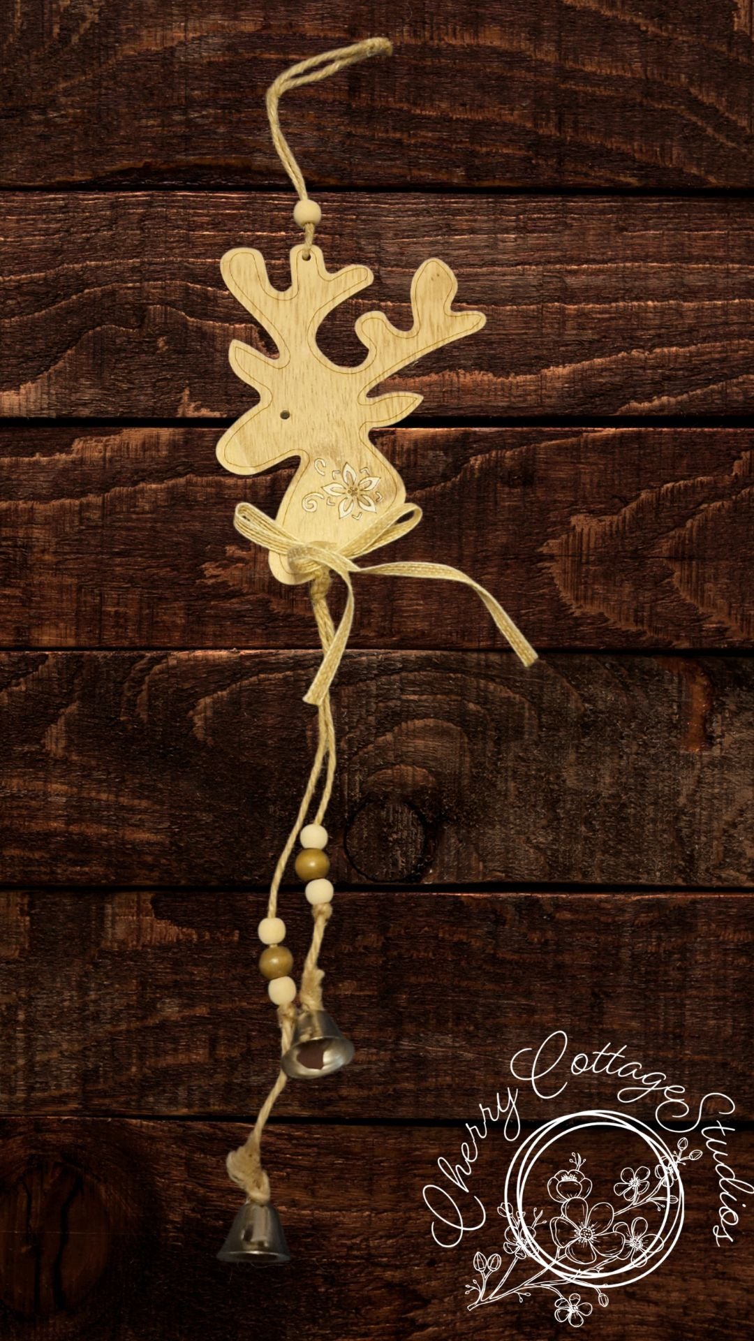 Wooden Reindeer Hanging Christmas Ornament Decoration