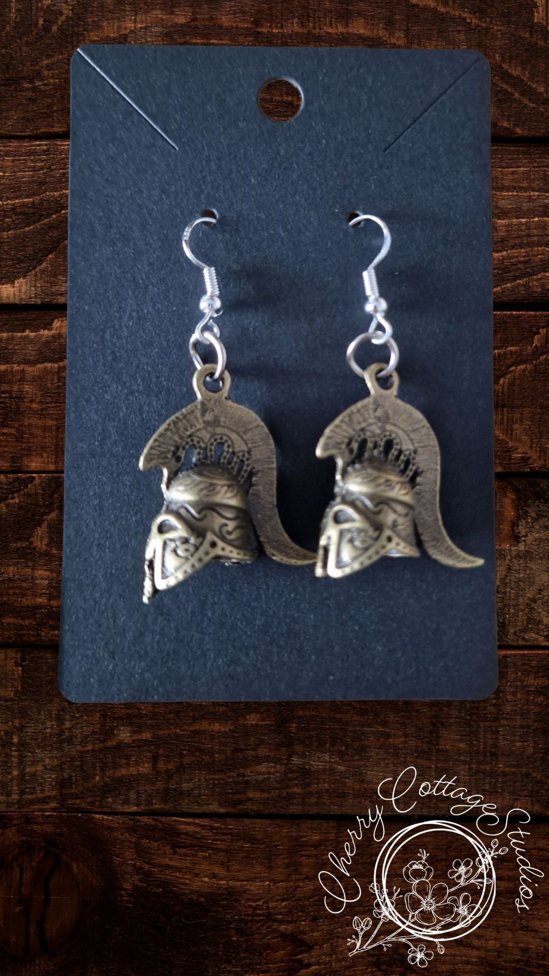 Corinthian Helm – Bronze Coloured Ancient Roman Helmet Dangle Earrings