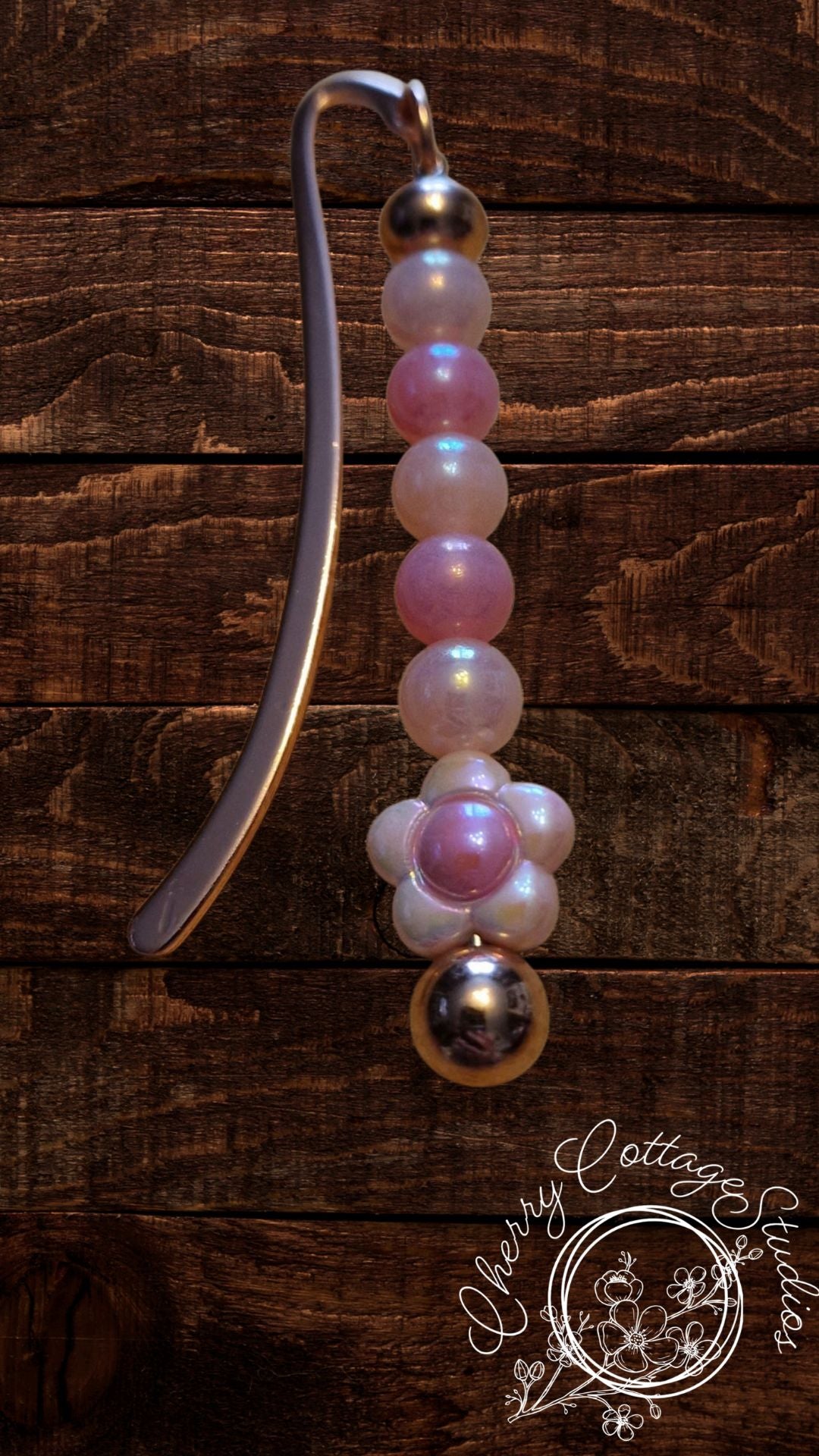 Pink Petals - Metal Beaded Bookmark