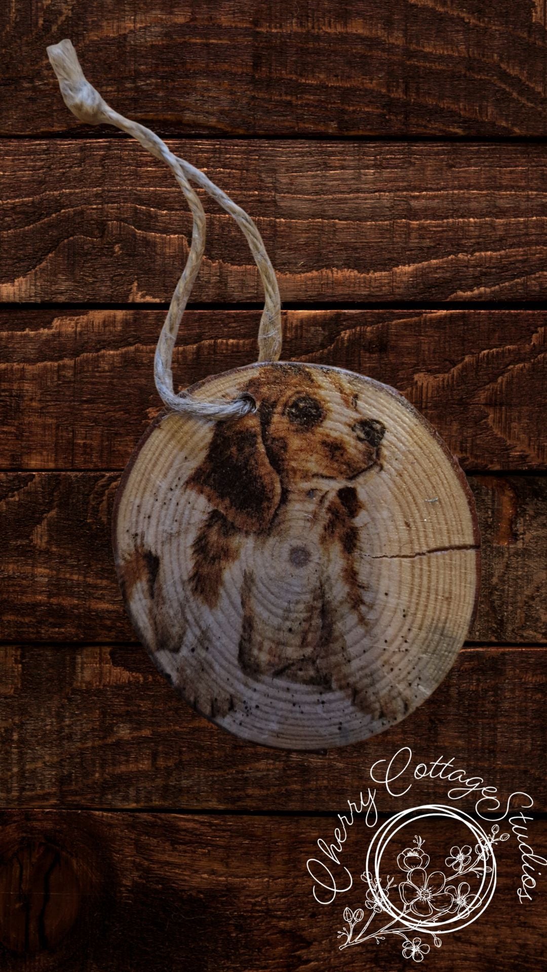 Wooden Beagle Dog Christmas Hanging Decoration Ornament