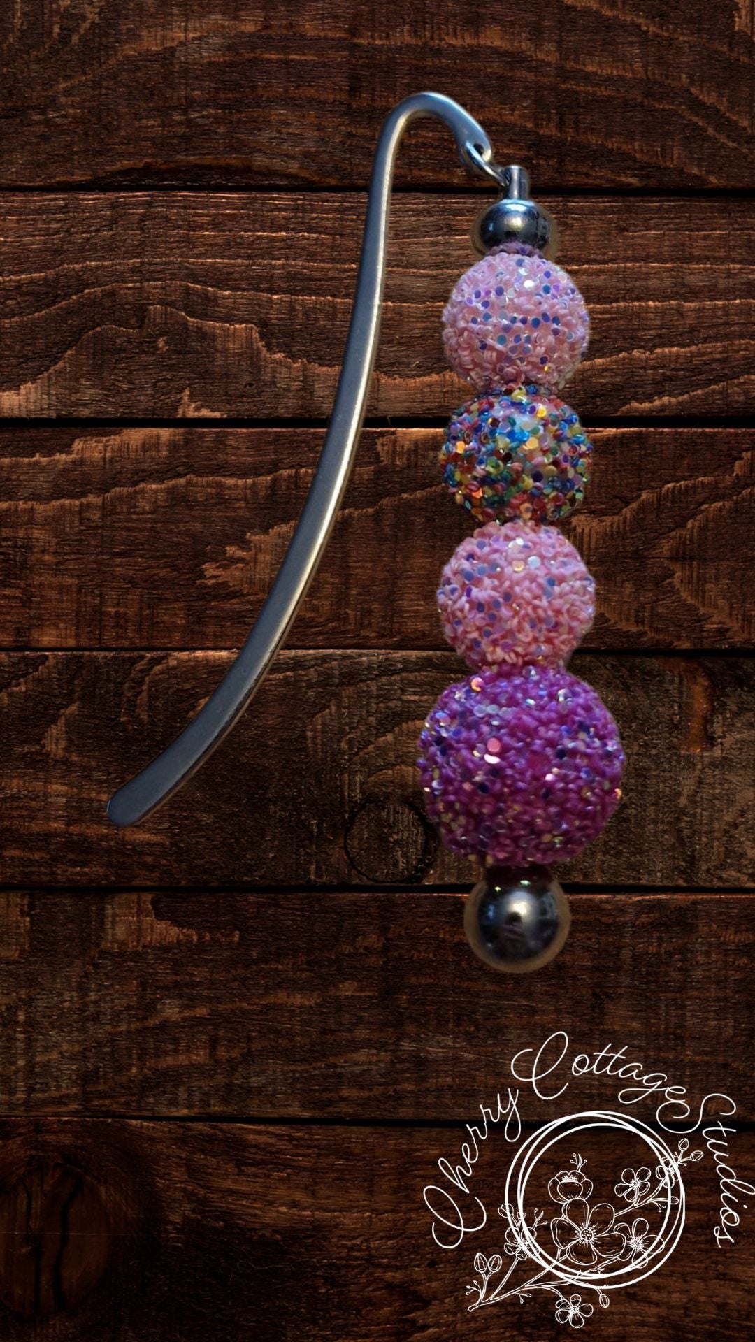 Glitterball Pinks - Metal Beaded Bookmark