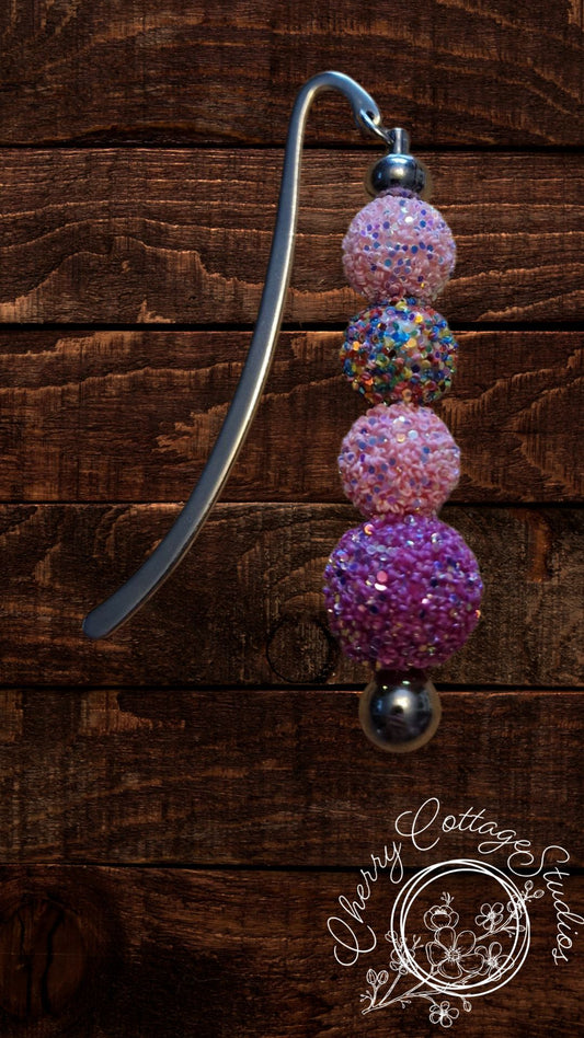 Glitterball Pinks - Metal Beaded Bookmark