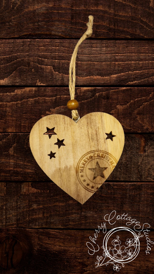 Wooden Heart Hanging Christmas Ornament Decoration