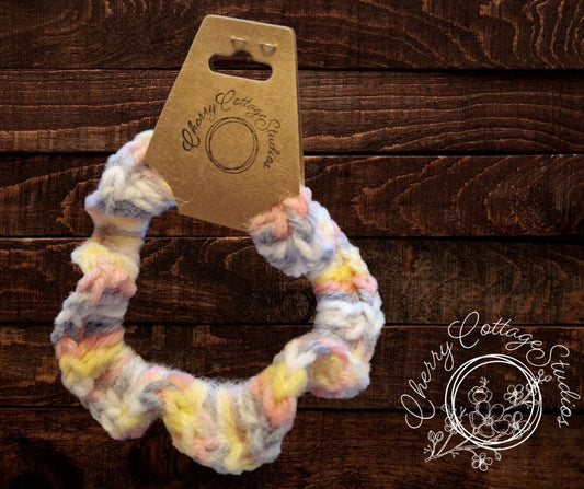 Marshmallow Twist - Crochet Hair Scrunchie