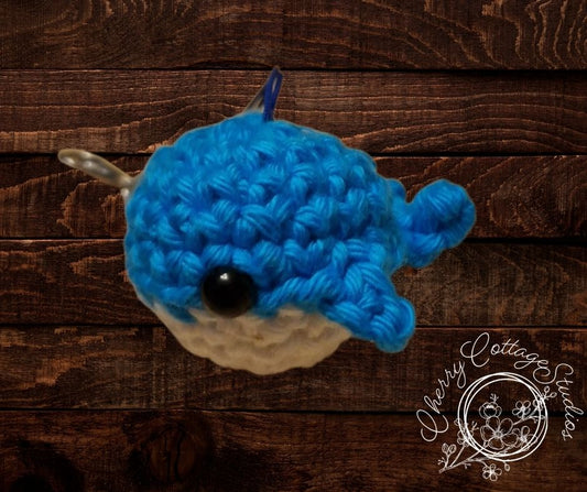 Blue Crochet Whale Clip-On Accessory