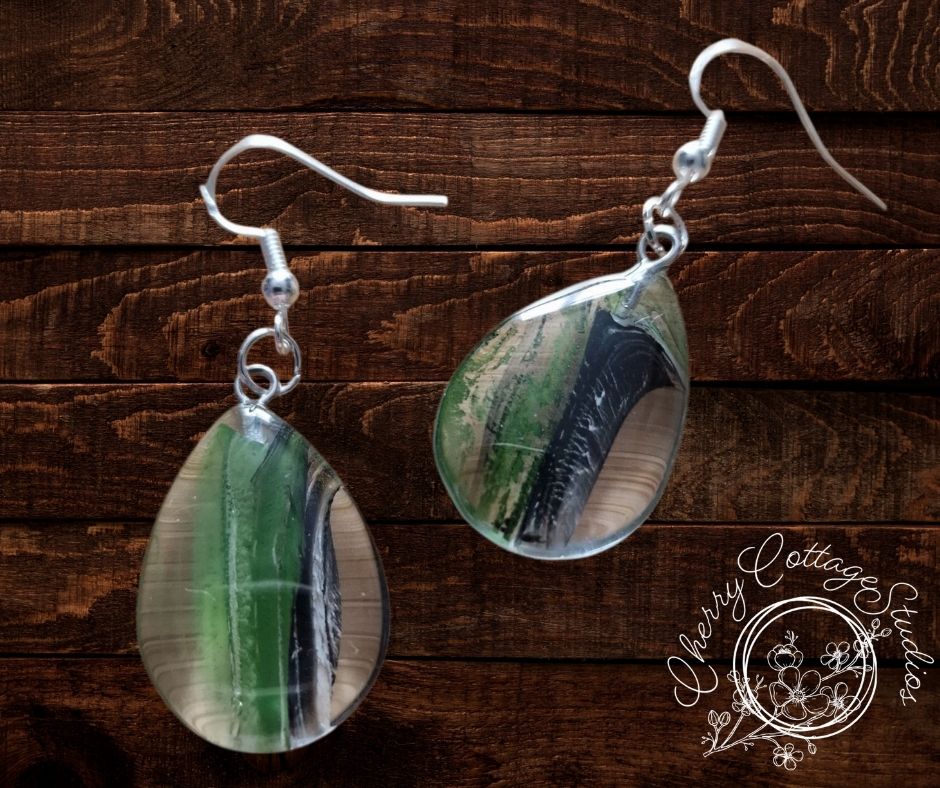 Jade Inkdrop - Teardrop Dangle Earrings