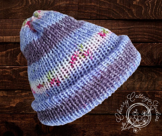 Lavender Fields – Double-Layered Knitted Beanie Hat