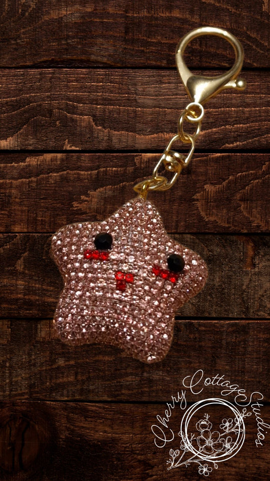 Pink Sparkly Star Keychain