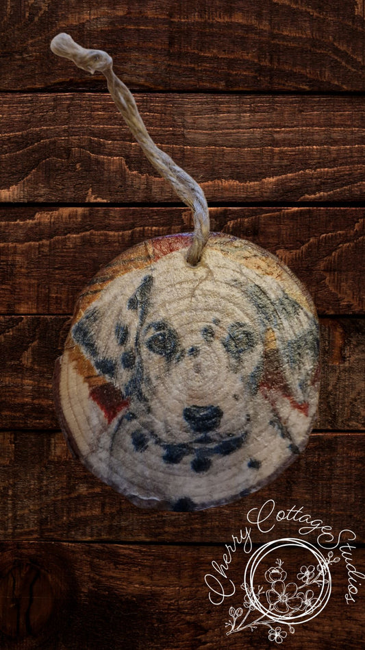 Wooden Dalmatian Dog Christmas Hanging Decoration Ornament
