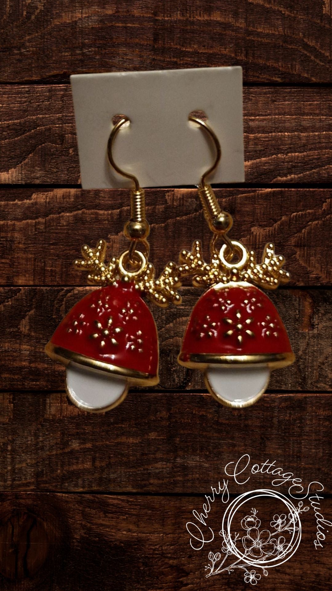 Reindeer Bells - Christmas Dangle Earrings