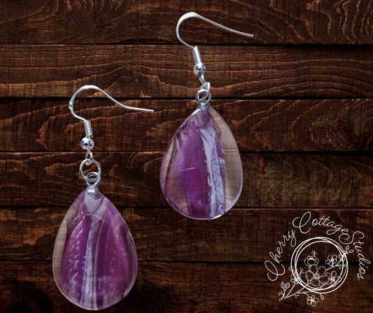 Violet Inkdrop - Teardrop Dangle Earrings