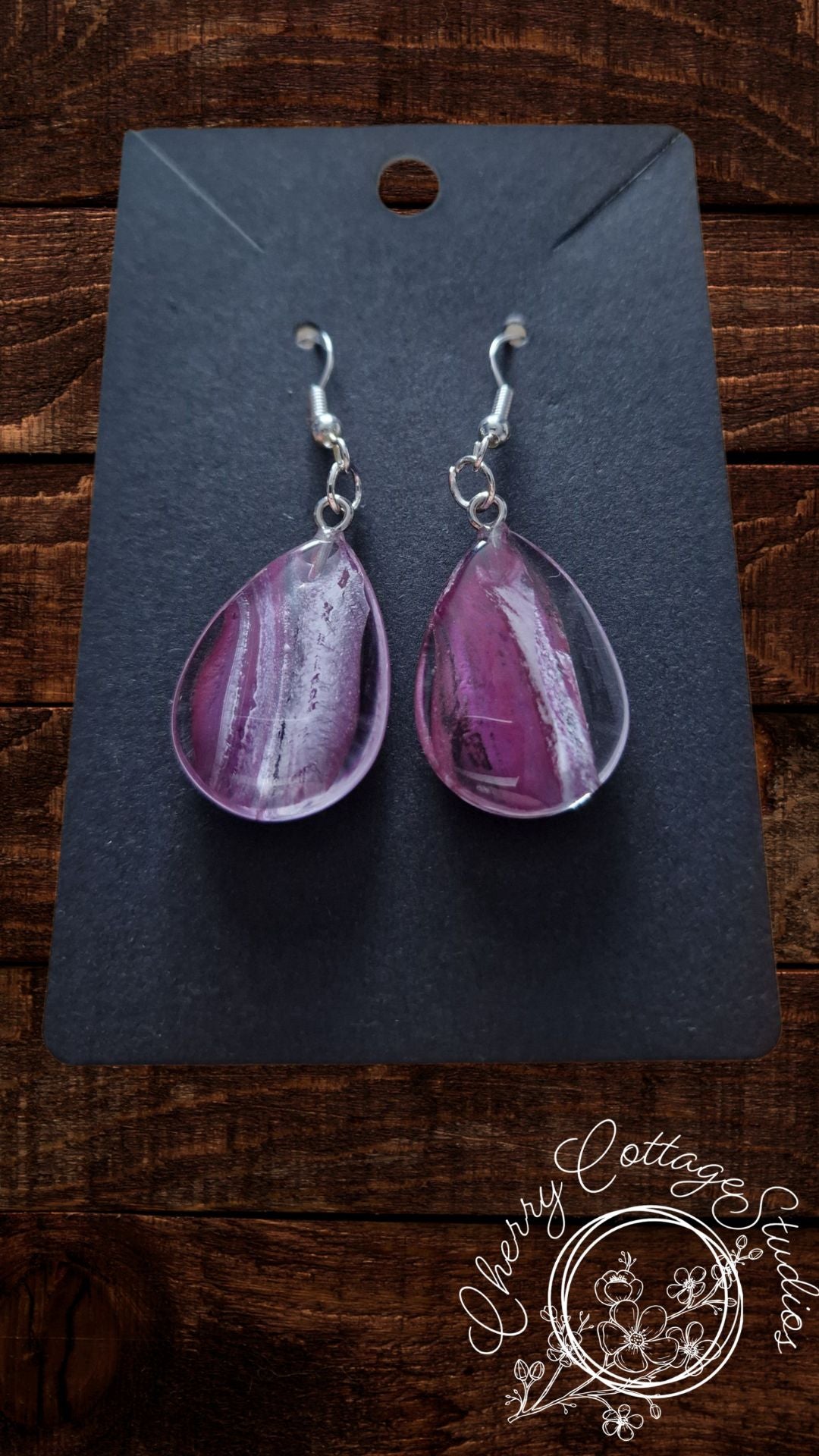 Violet Inkdrop - Teardrop Dangle Earrings