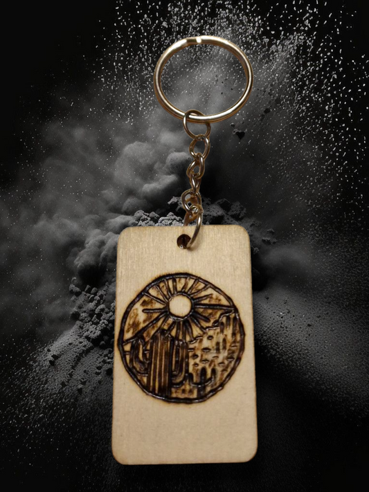 Cactus wooden keychain
