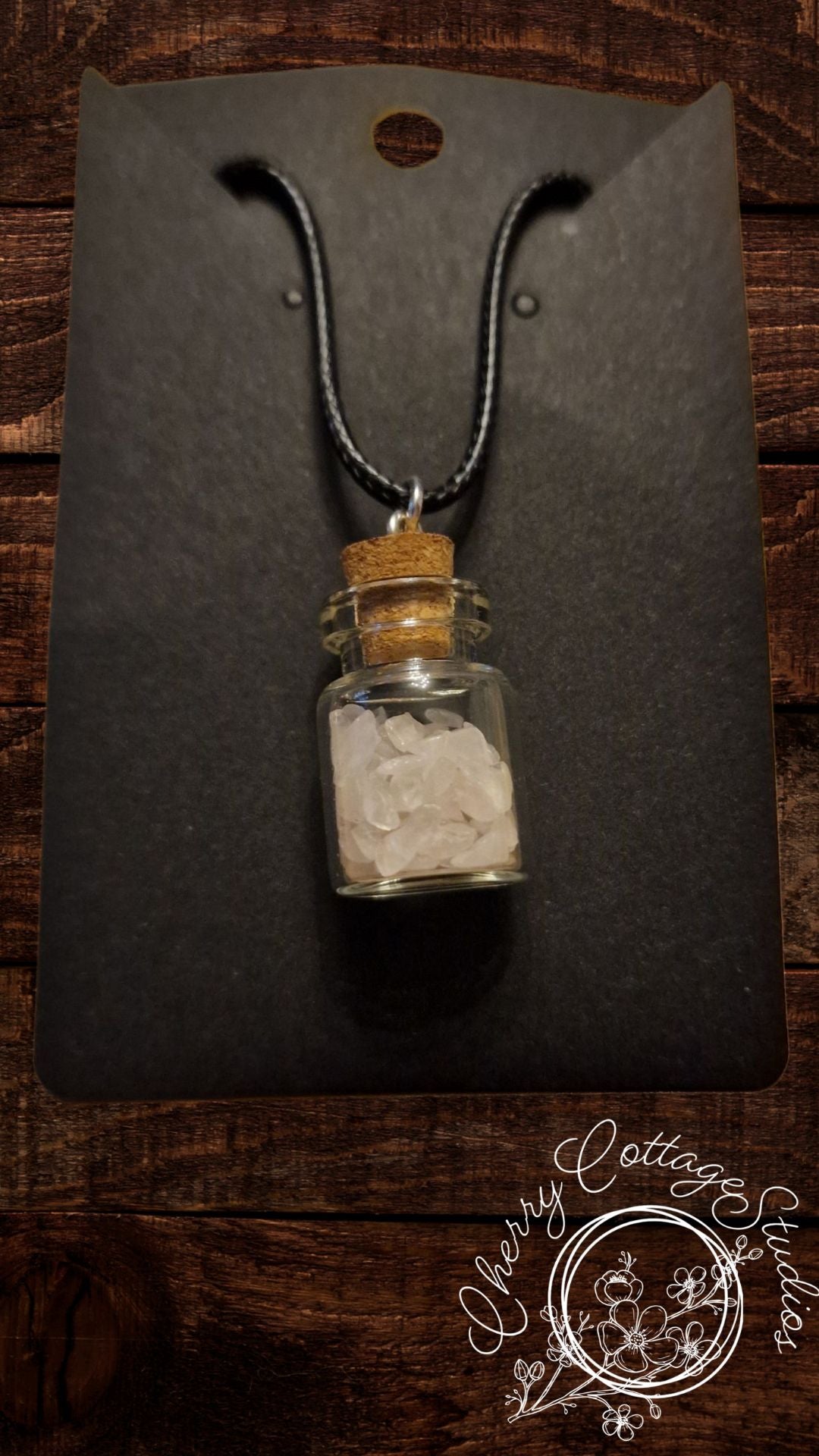 Clear Quartz - Wish Bottle Gemstone Pendant Necklace
