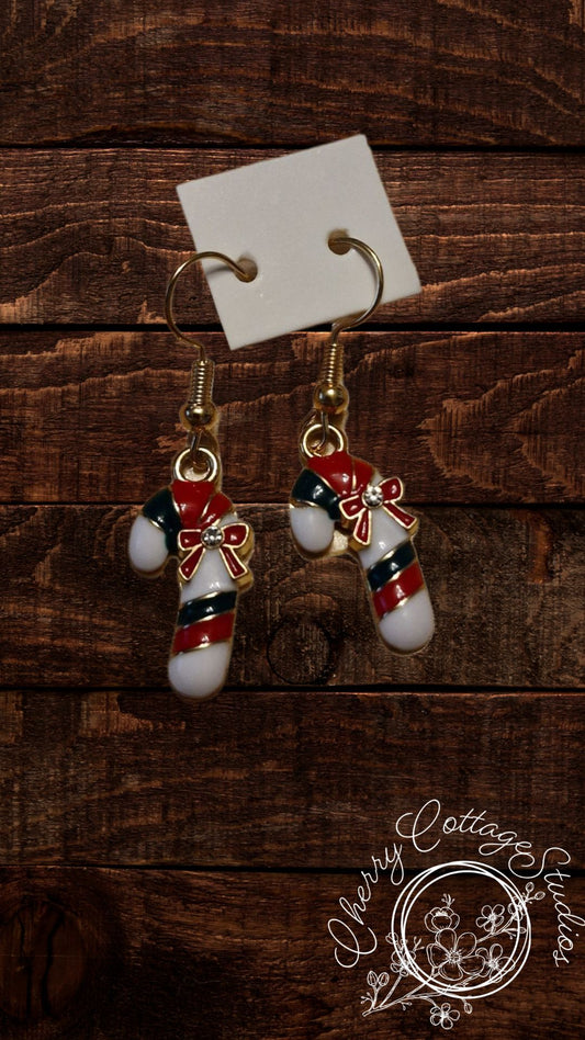 Candy Cane Season - Christmas Dangle Earrings