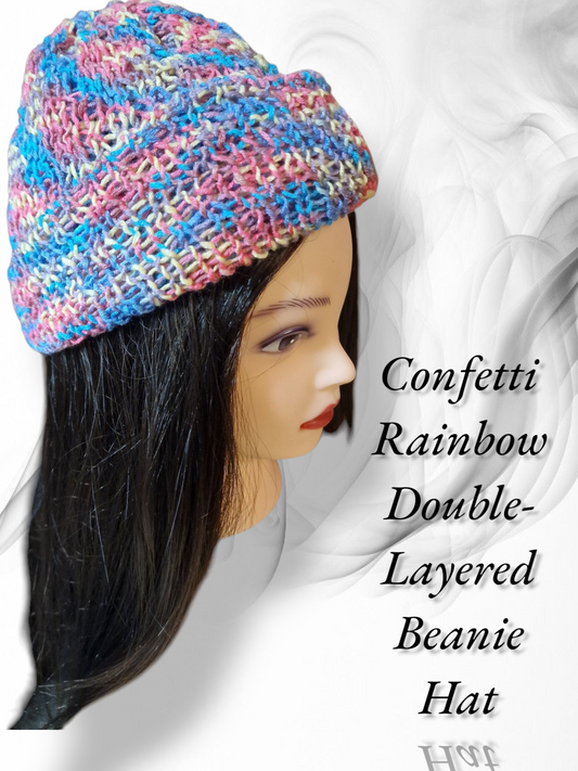 Confetti double-layered knitted beanie hat
