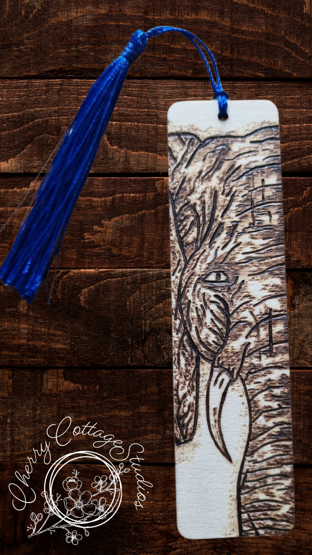 Elephant Whispers - Hand-Burned Wooden Bookmark With Tassel