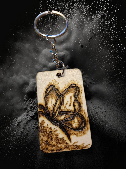 Butterfly wooden keychain