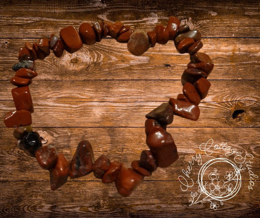 Red Jasper Semi-Precious Chip Gemstone Bracelet