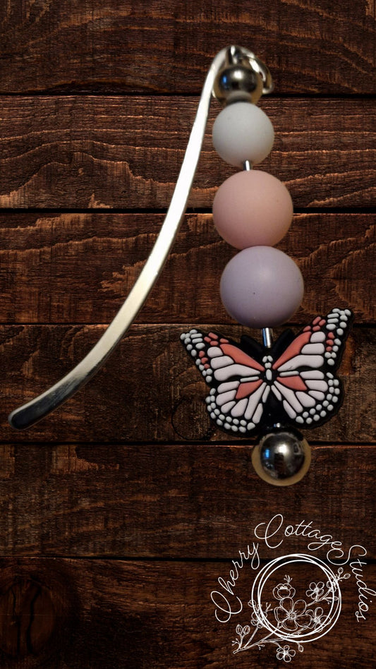 Pastel Butterfly - Metal Beaded Bookmark