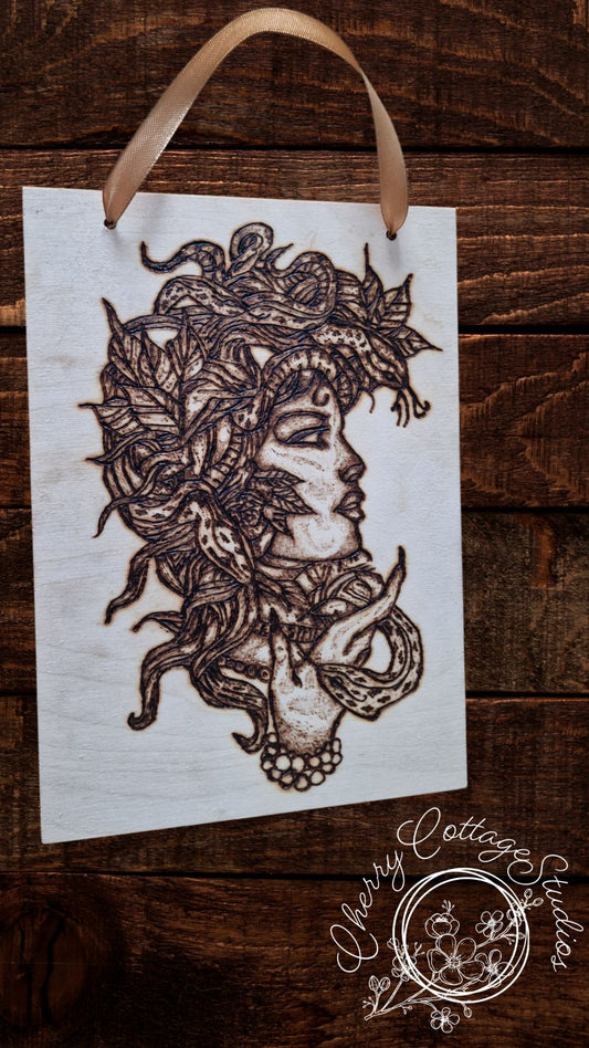Medusa's Gaze - Greek Mythology A5 Hanging Wooden Art Picture