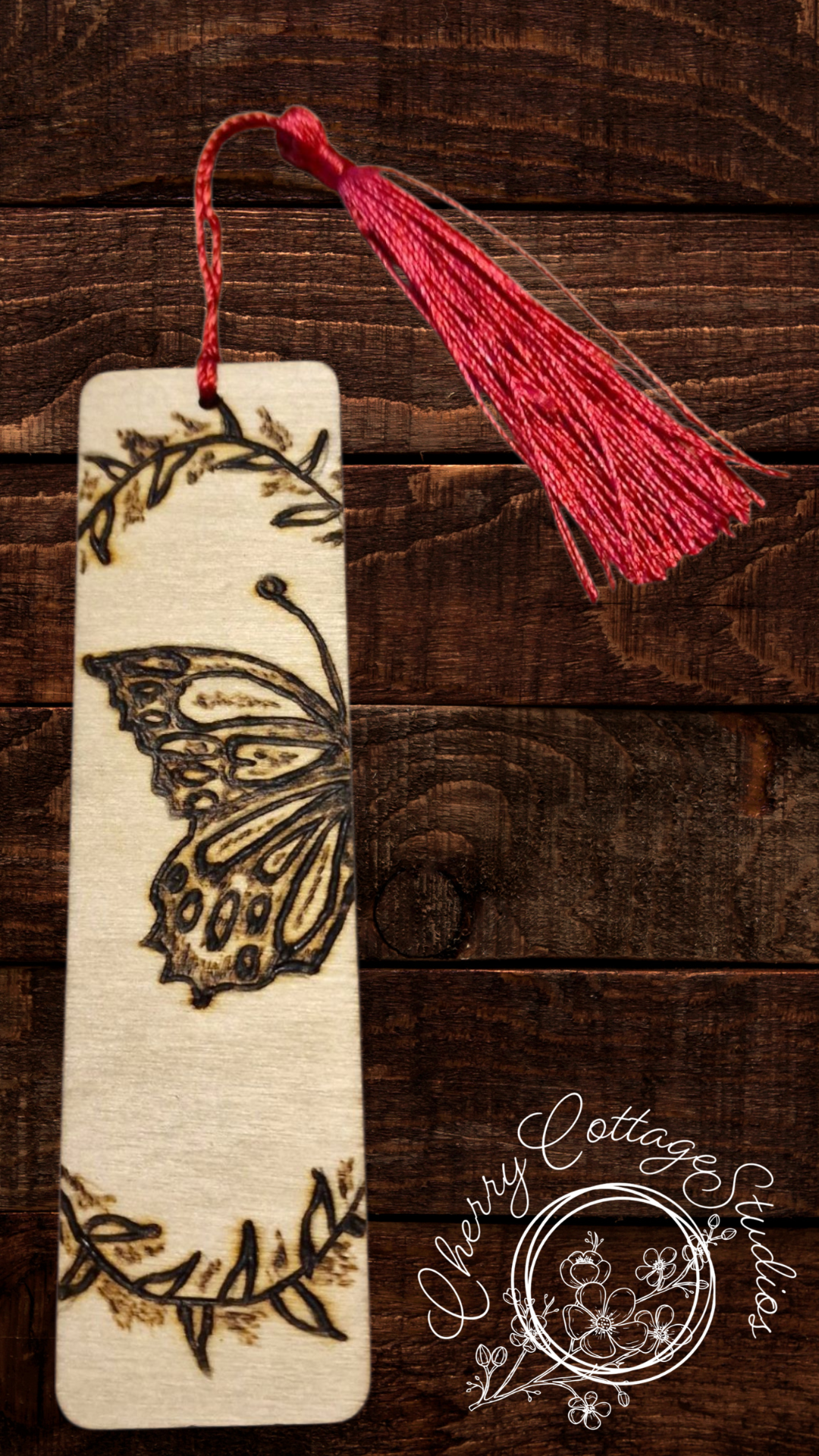 Quiet Flight - Hand-Burned Wooden Bookmark With Tassel