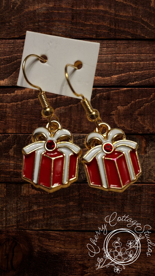 Gift-Wrapped Presents - Christmas Dangle Earrings