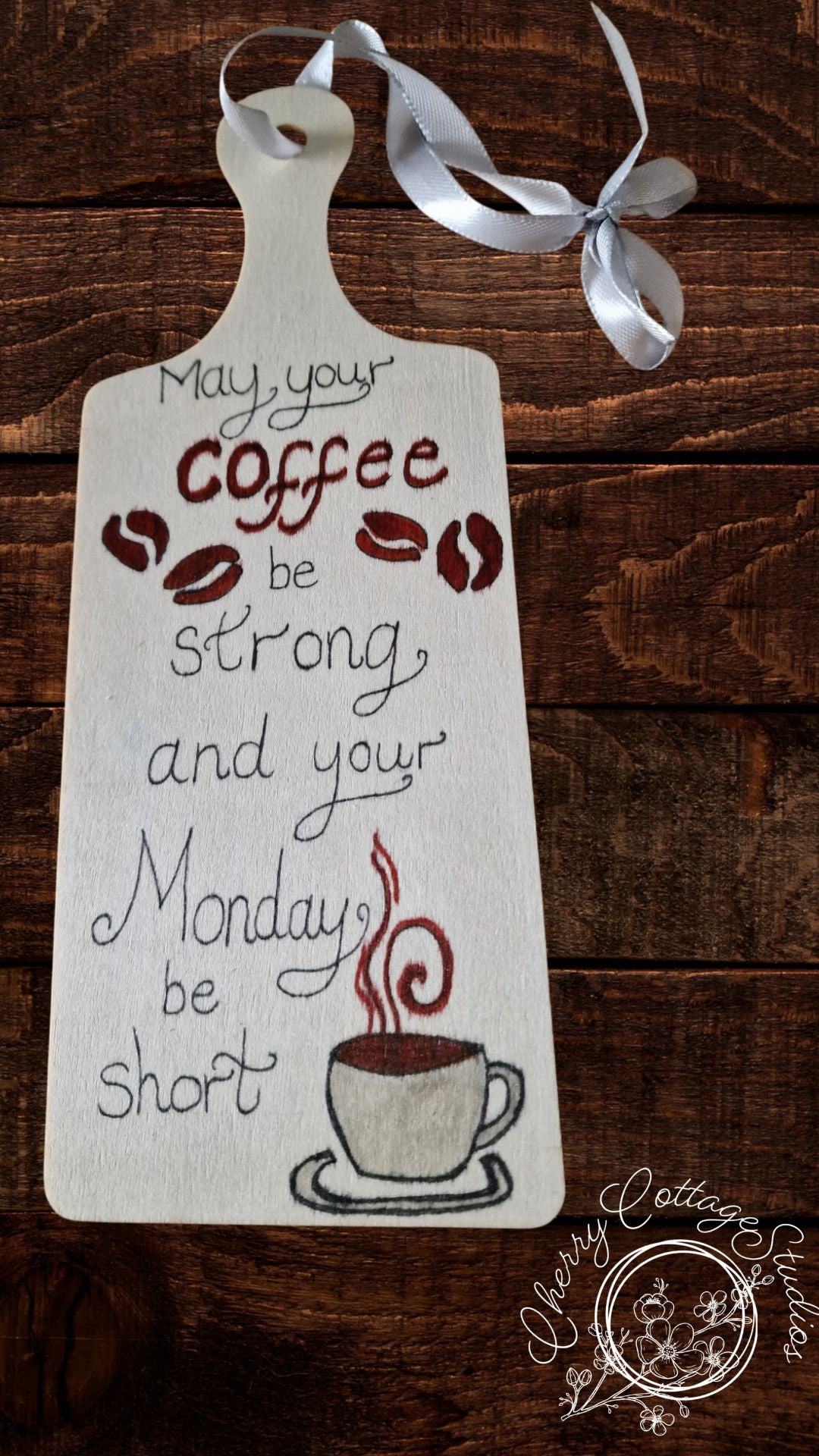 Monday Brew – Handcrafted Coffee Quote Wooden Hanging Sign