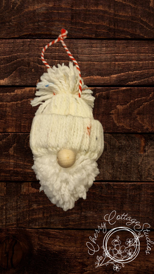 White Confetti Fluffy Gonk Gnome Hanging Christmas Decoration Ornament