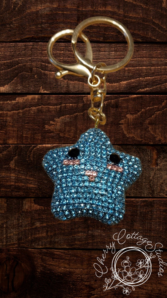 Blue Sparkly Star Keychain